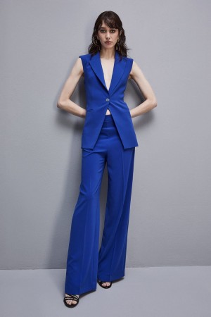 Patrizia Pepe Sablè Crepe Palazzo Pants Blu Chiaro | PSIL-08162