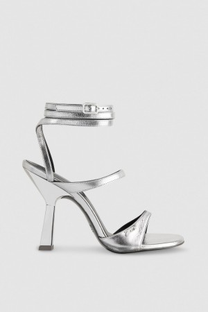 Patrizia Pepe Sandals With Heel And Ankle Strap Argento | EPVY-13257
