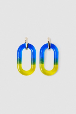 Patrizia Pepe Shaded Maxi Chain Logo Earrings Blu | UTRL-19063