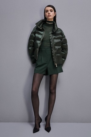 Patrizia Pepe Shiny Nylon Down Jacket Verdi | BFDQ-10258