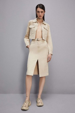 Patrizia Pepe Shirt Dress With Cut-out Beige | OMVP-03298