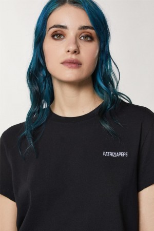Patrizia Pepe Short Sleeve Jersey T-shirt Nere | LMCB-01572