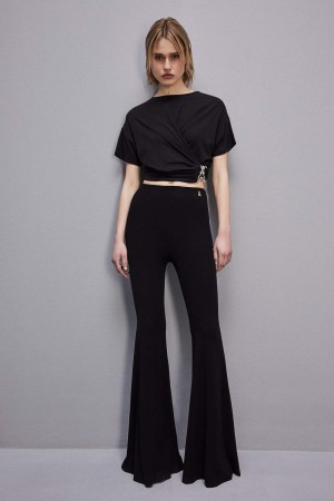 Patrizia Pepe Short Sleeve Shirt With New Rhinestone Fly Nere | QVRE-64571