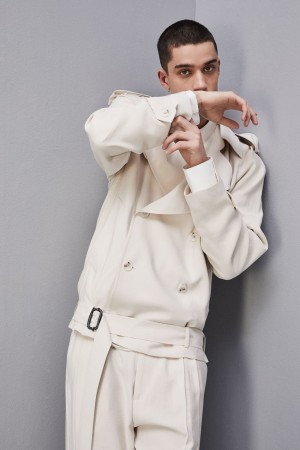 Patrizia Pepe Short Trench-effect Jacket In Viscose Twill Beige | QEVS-34259