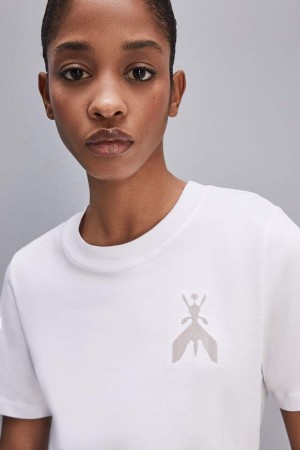 Patrizia Pepe Short-sleeved T-shirt In Cotton With Fly Patch Bianche | LTPM-90143