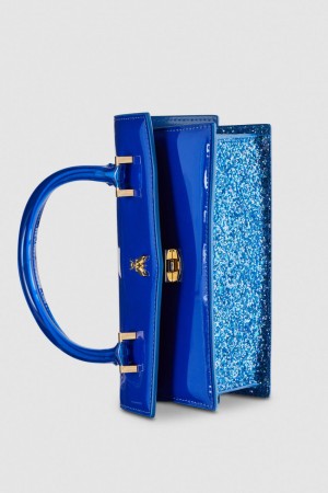 Patrizia Pepe Shoulder Bag In Coated Fabric And Leather Trim Blu Chiaro | LOJD-52361