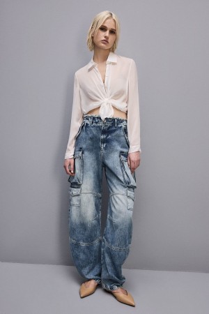Patrizia Pepe Silk Voile Shirt Bianche | PYMZ-43897