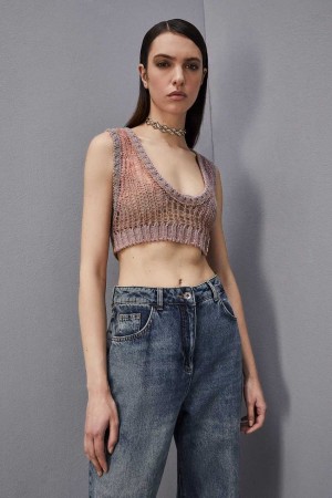 Patrizia Pepe Sleeveless Cropped Top Viola | ZBGN-58792