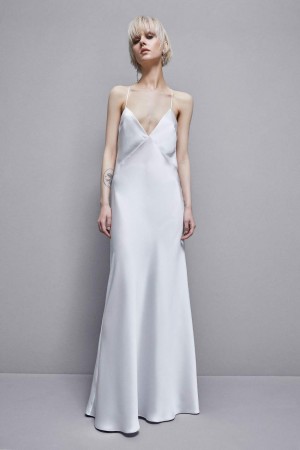 Patrizia Pepe Sleeveless Long Satin Dress Bianche | SOLA-92710