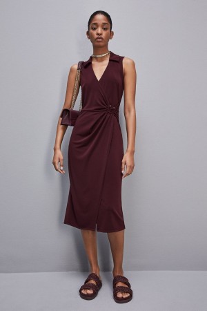Patrizia Pepe Sleeveless Midi Jersey Dress Viola | GKVH-03864