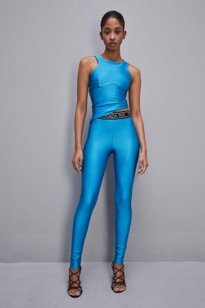 Patrizia Pepe Sleeveless Technical Jersey Top Blu Chiaro | TIYX-08643