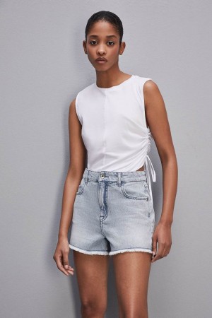 Patrizia Pepe Sleeveless T-shirt With Drawstring Bianche | GUJO-46897