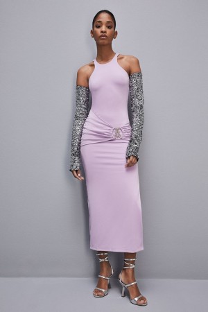 Patrizia Pepe Slim Dress In Jersey With Fly Rhinestones Viola | SKFI-67240