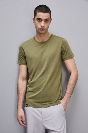 Patrizia Pepe Slim Fit T-shirt In Lyocell Jersey And Cotton Verdi | VEYS-36914