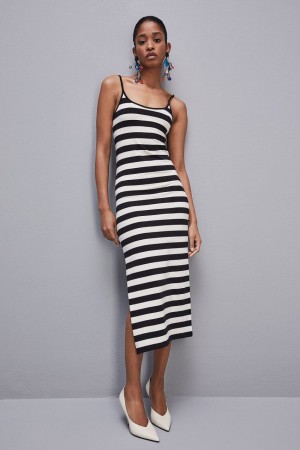Patrizia Pepe Slim Jersey Dress With Cotton Straps Bianche | FTYE-56138