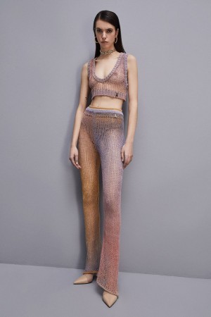 Patrizia Pepe Slim Mesh Pants Viola | BYKF-60273