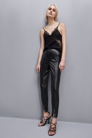 Patrizia Pepe Slim Top In Viscose Satin Nere | SCDF-40697