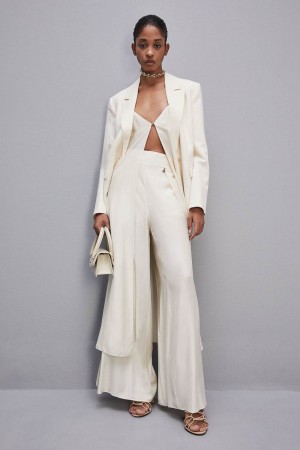 Patrizia Pepe Smock Stitch Palazzo Pants Bianche | EIPS-54376
