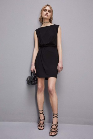Patrizia Pepe Stretch Jersey Boat-neck Dress Nere | TOBV-21475