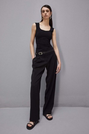 Patrizia Pepe Stretch Jersey Tank Top Nere | EBCV-63214