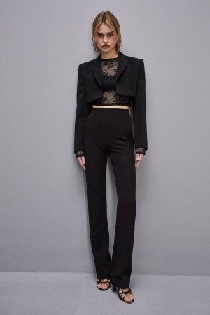 Patrizia Pepe Stretch Lace Jersey Top Nere | FGET-40123