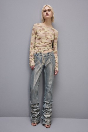 Patrizia Pepe Stretch Tulle T-shirt Militare | IRYP-90215