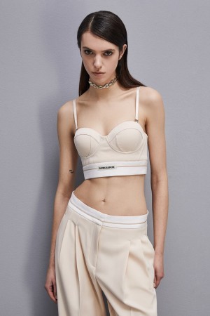 Patrizia Pepe Tailored Bustier With Belt Beige | EROJ-56208