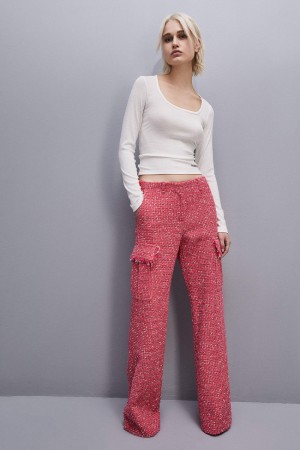 Patrizia Pepe Tweed Cargo Pants Rosse | RJGL-90748