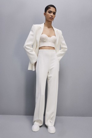 Patrizia Pepe Viscose Palazzo Pants Bianche | DKUZ-09568
