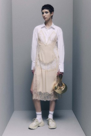 Patrizia Pepe Viscose Satin Shirt Dress Beige | WZFB-72054