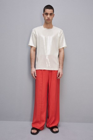Patrizia Pepe Viscose Twill Pleated Pants Rosse | FERU-81602