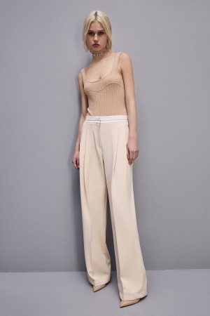 Patrizia Pepe Wool Blend Sleeveless Bodysuit Beige | KXVW-03745