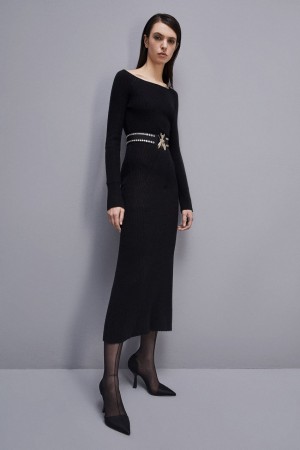 Patrizia Pepe Wool Midi Dress Nere | KFEO-64935