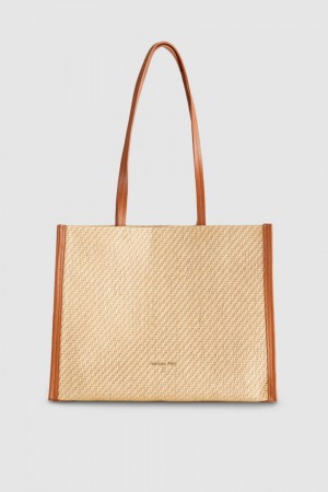 Patrizia Pepe Woven Fabric Shopping Bag Marroni | LDSX-63270